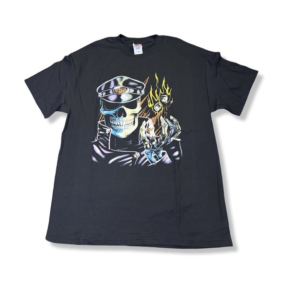 Dresses & Skirts - 90's Deadstock Skull Biker Dice Flames T-Shirt motorcycle